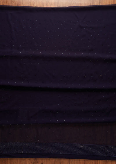 Navy Blue Swarovski Georgette Designer Unstitched Salwar Suit - koskii