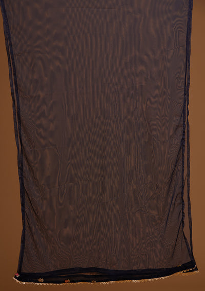 Navy Blue Threadwork Georgette Designer Salwar Suit - Koskii