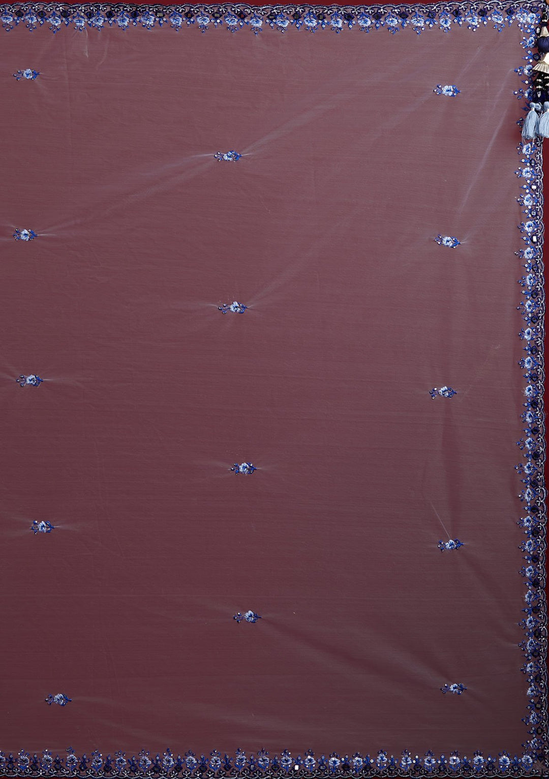 Navy Blue Threadwork Raw Silk Designer Lehenga - koskii