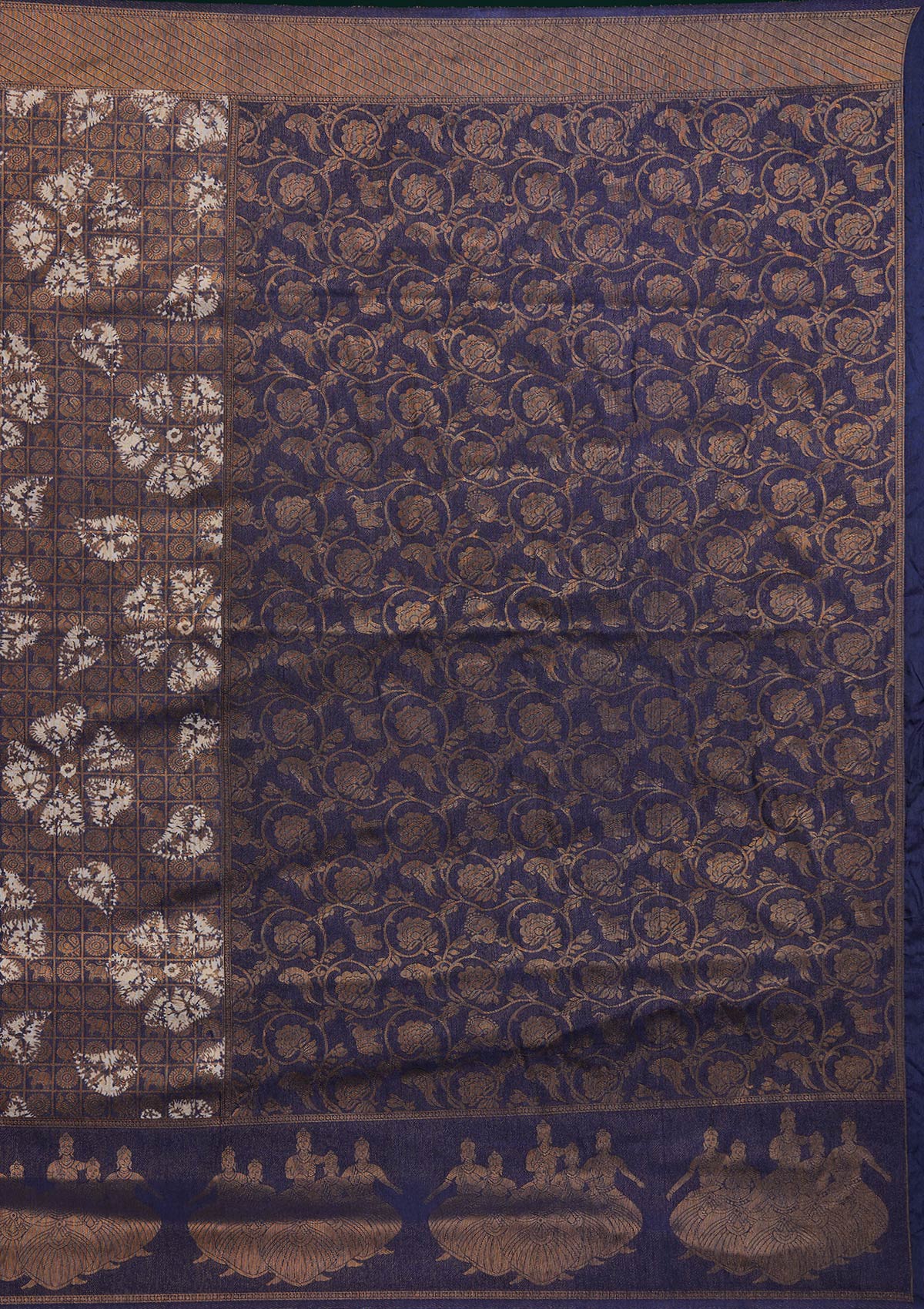 Navy Blue Zariwork Art Silk Designer Saree - Koskii