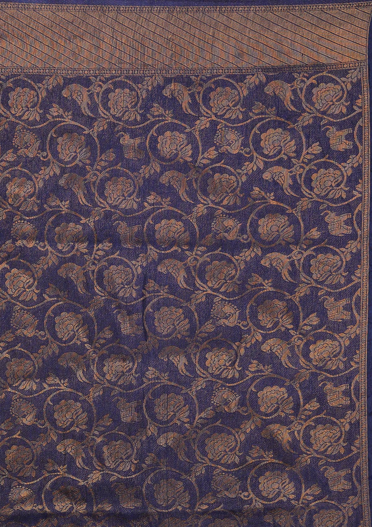 Navy Blue Zariwork Art Silk Designer Saree - Koskii
