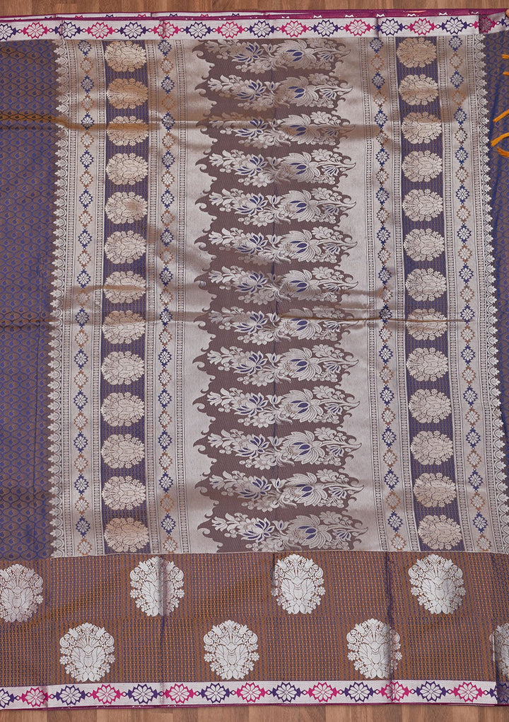 Navy Blue Zariwork Art Silk Designer Saree - Koskii