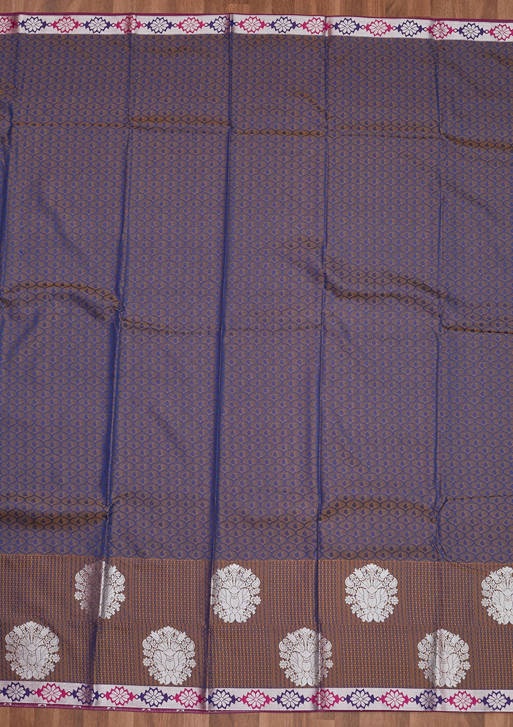 Navy Blue Zariwork Art Silk Designer Saree - Koskii
