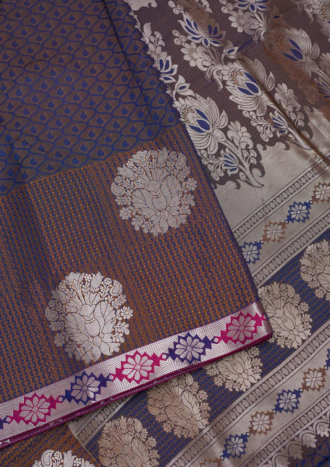 Navy Blue Zariwork Art Silk Designer Saree - Koskii