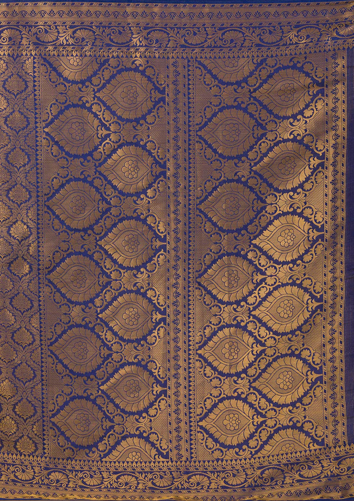 Navy Blue Zariwork Art Silk Designer Saree-Koskii