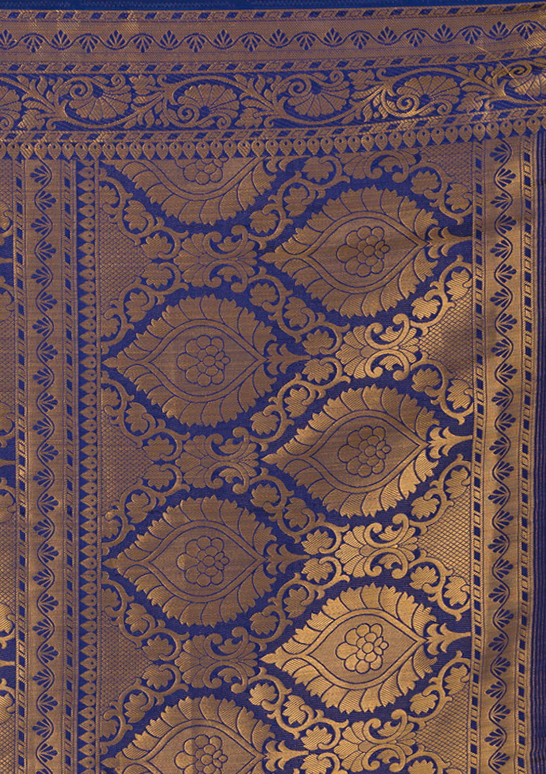 Navy Blue Zariwork Banarasi Saree-Koskii
