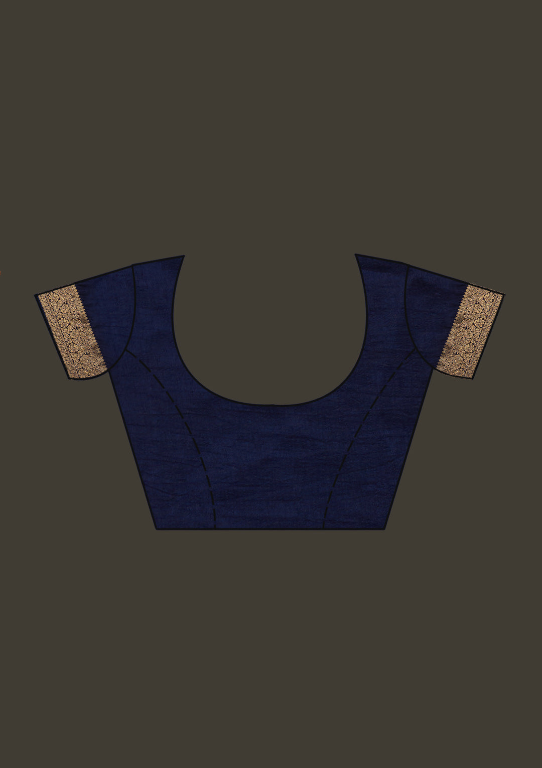 Navy Blue Zariwork Banarasi Designer Saree - Koskii