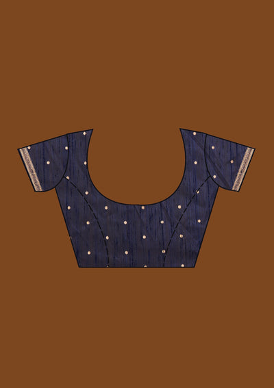 Navy Blue Zariwork Banarasi Designer Saree - Koskii