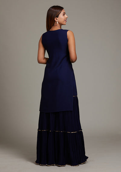 Navy Blue Zariwork Georgette Salwar Suit-Koskii