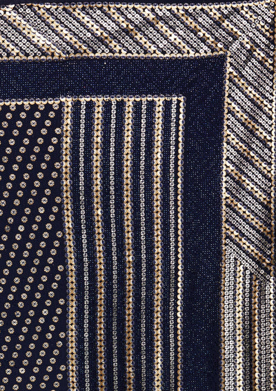 Navy Blue Zariwork Georgette Saree-Koskii