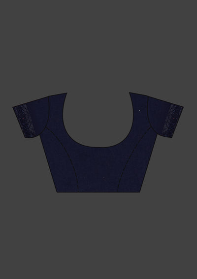 Navy Blue Zariwork Georgette Saree-Koskii