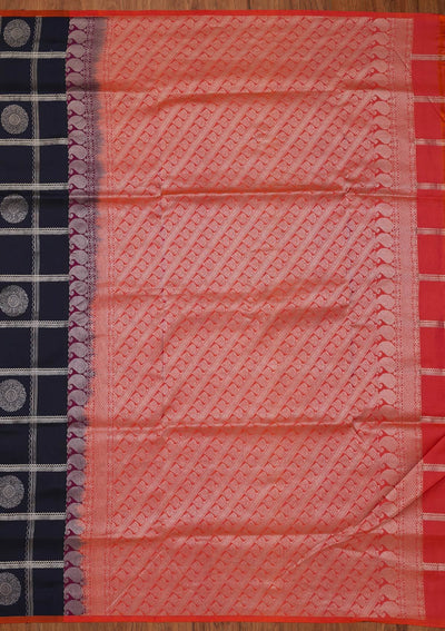 Navy Blue Zariwork Pure Silk Designer Saree - koskii