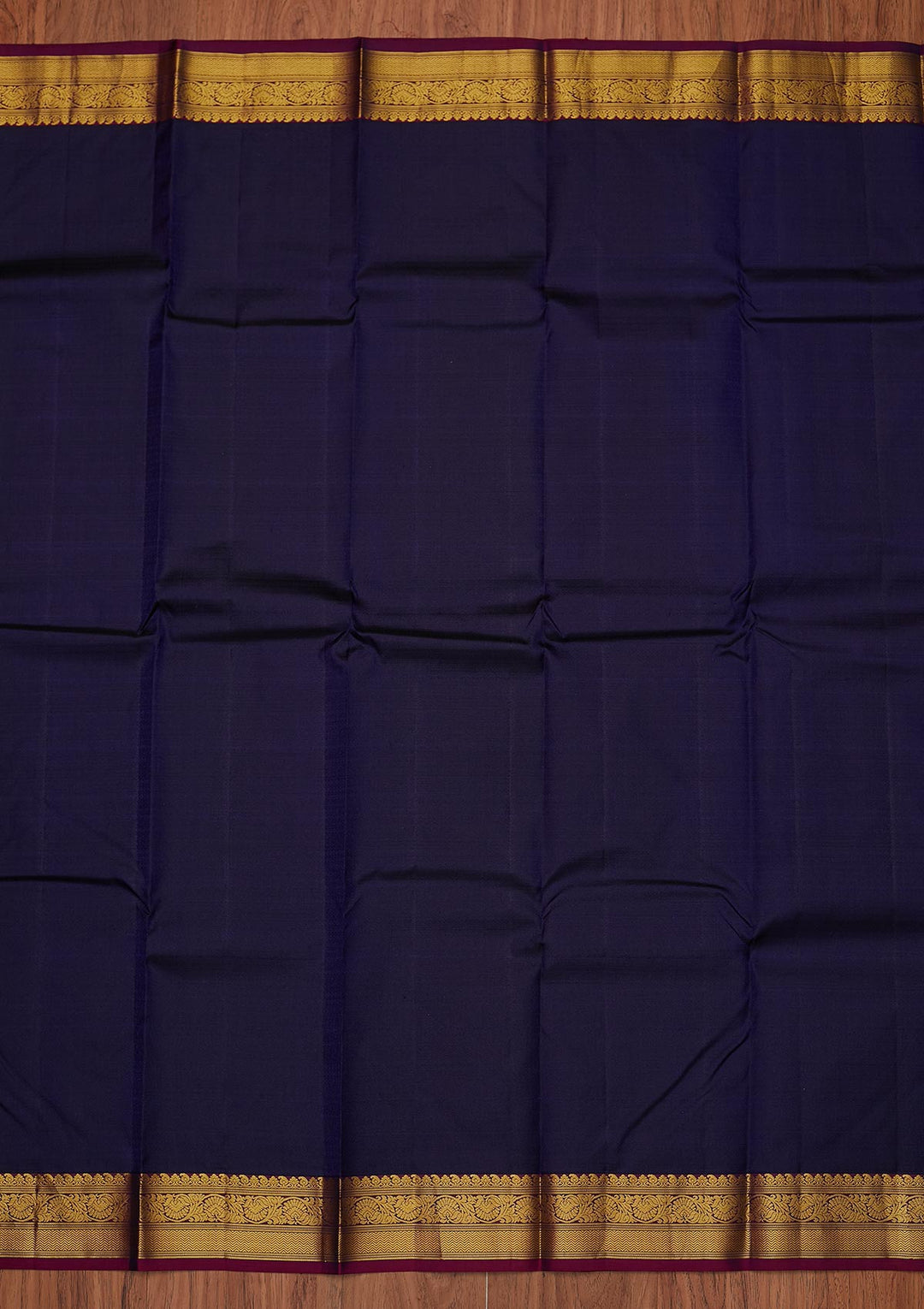 Navy Blue Zariwork Pure Silk Designer Unstitched Saree - Koskii