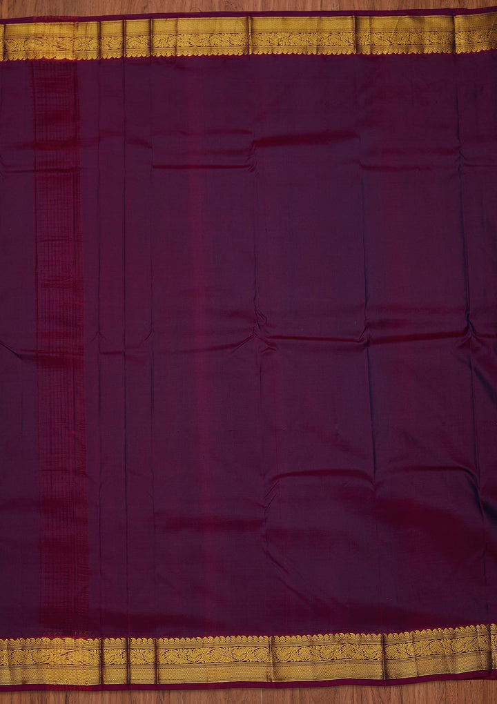 Navy Blue Zariwork Pure Silk Designer Unstitched Saree - Koskii