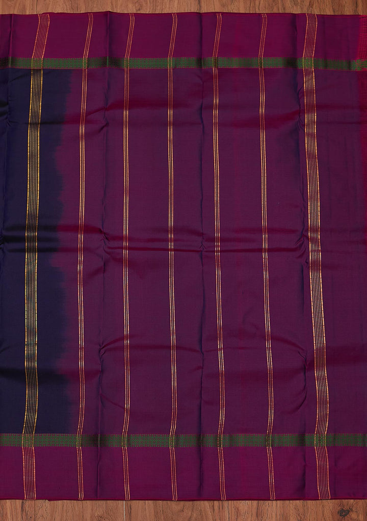 Navy Blue Zariwork Pure Silk Designer Unstitched Saree - Koskii