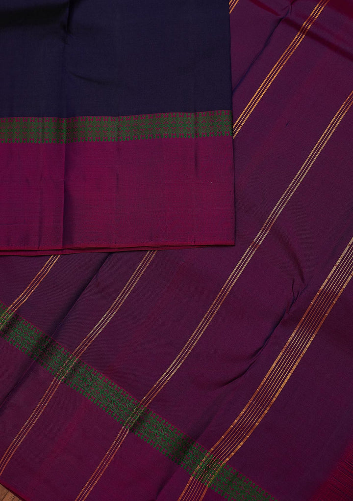 Navy Blue Zariwork Pure Silk Designer Unstitched Saree - Koskii