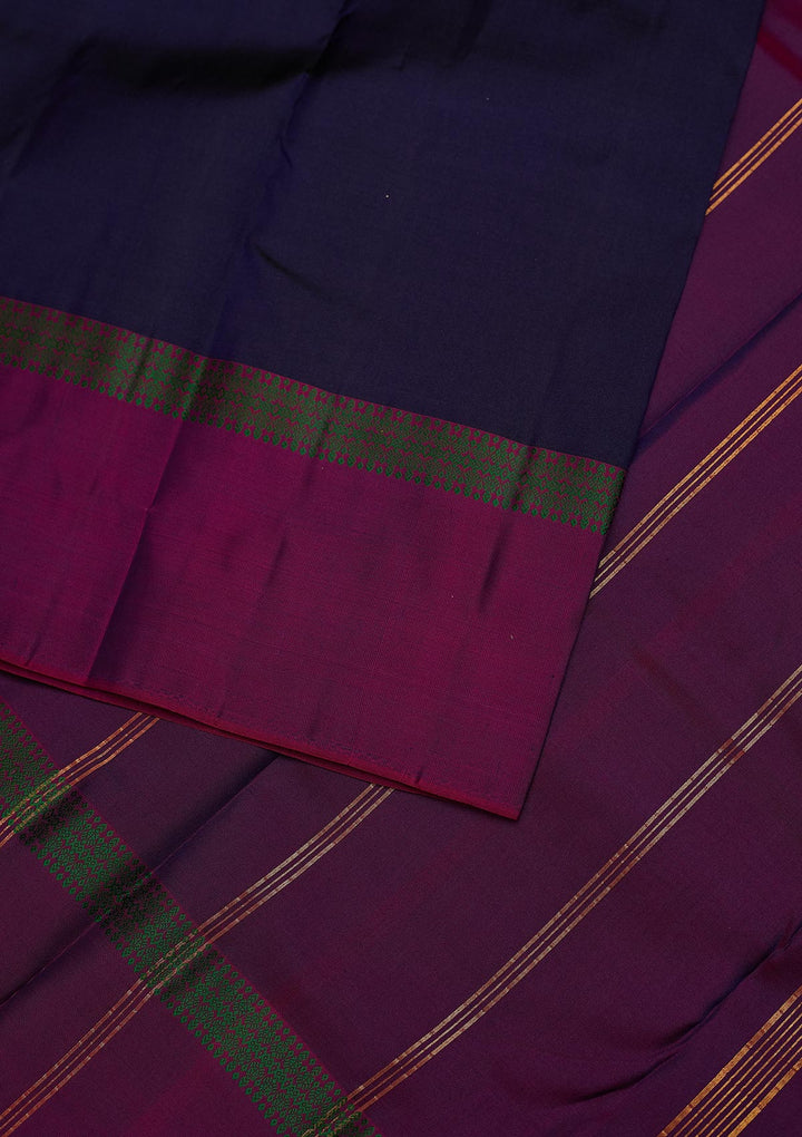 Navy Blue Zariwork Pure Silk Designer Unstitched Saree - Koskii