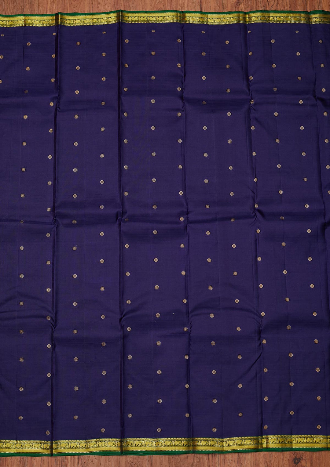 Navy Blue Zariwork Pure Silk Designer Unstitched Saree - Koskii