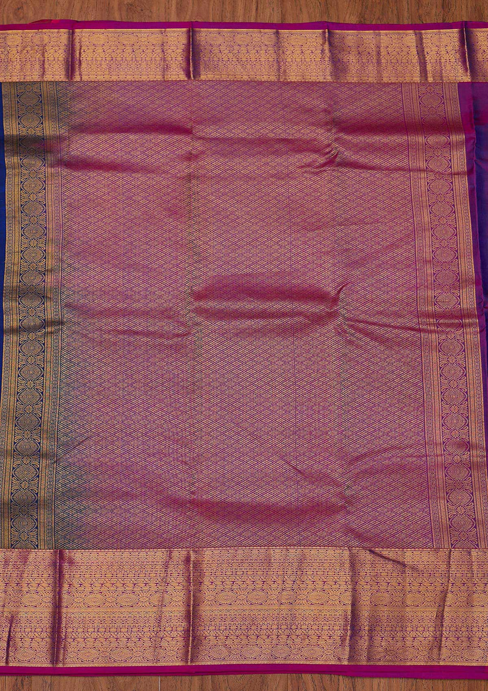 Navy Blue Zariwork Pure Silk Designer Unstitched Saree - Koskii