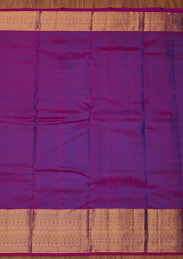 Navy Blue Zariwork Pure Silk Designer Unstitched Saree - Koskii