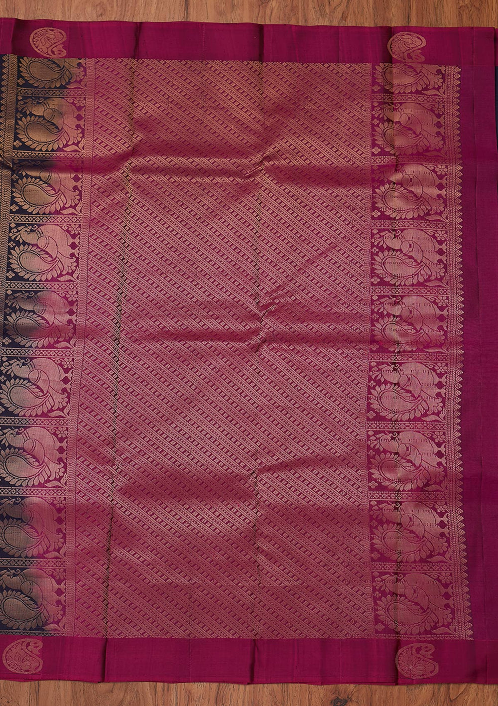 Navy Blue Zariwork Pure Silk Designer Unstitched Saree - Koskii