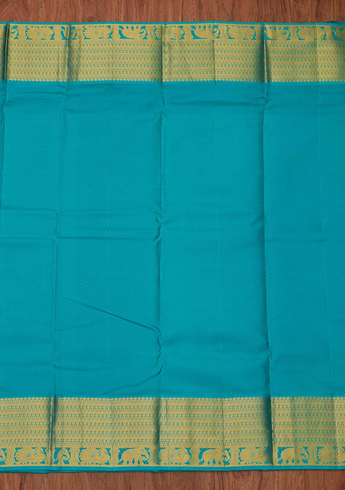 Navy Blue Zariwork Pure Silk Designer Unstitched Saree - Koskii