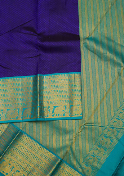 Navy Blue Zariwork Pure Silk Designer Unstitched Saree - Koskii