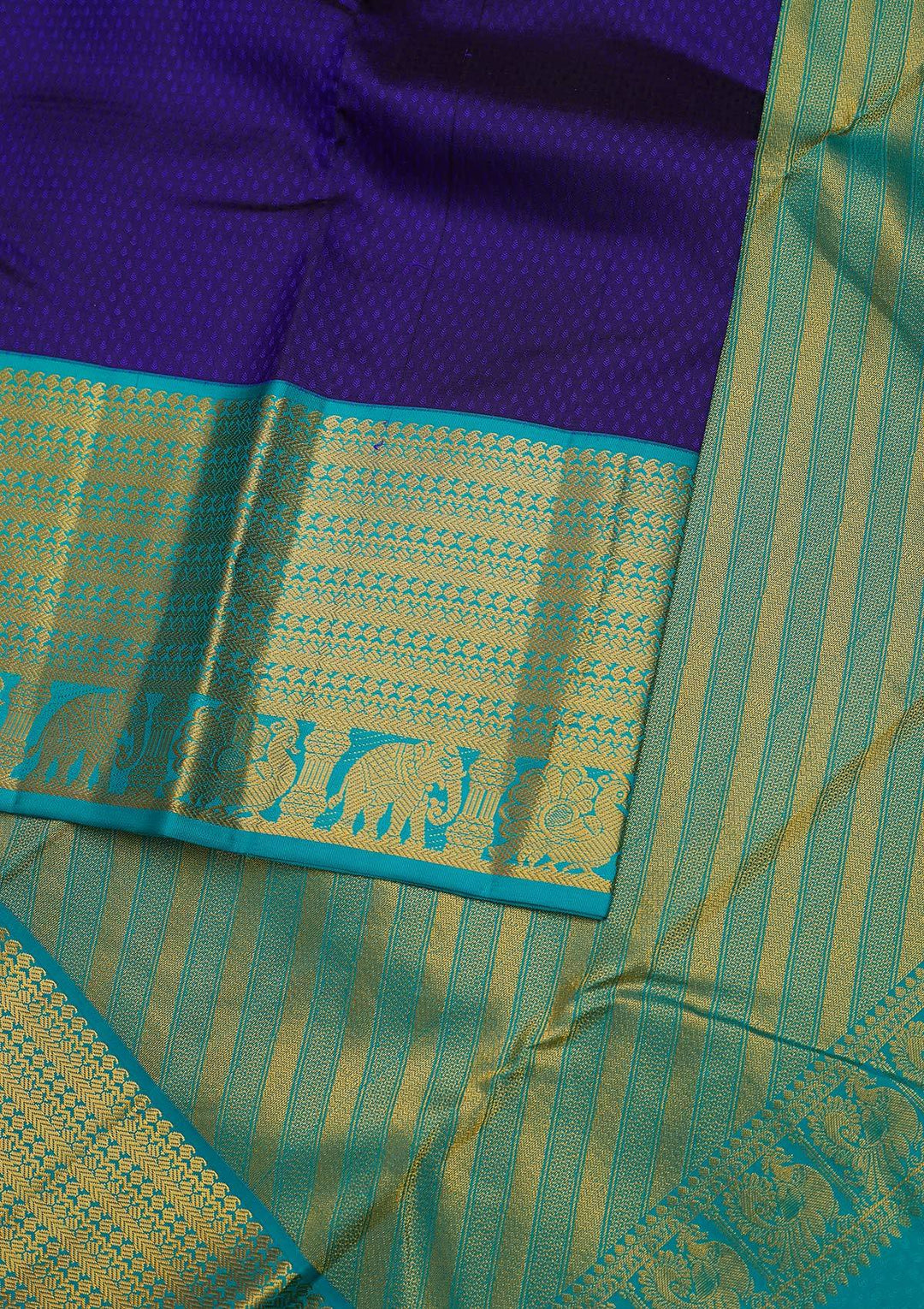 Navy Blue Zariwork Pure Silk Designer Unstitched Saree - Koskii