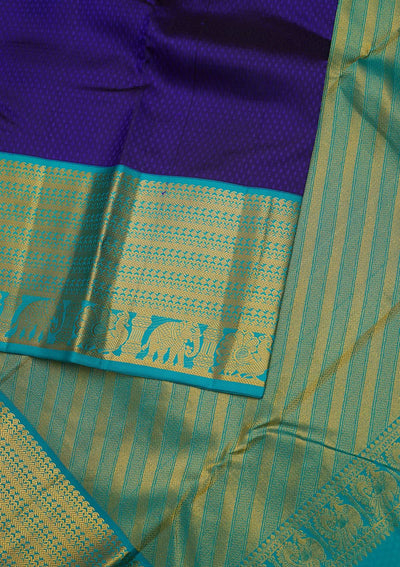 Navy Blue Zariwork Pure Silk Designer Unstitched Saree - Koskii