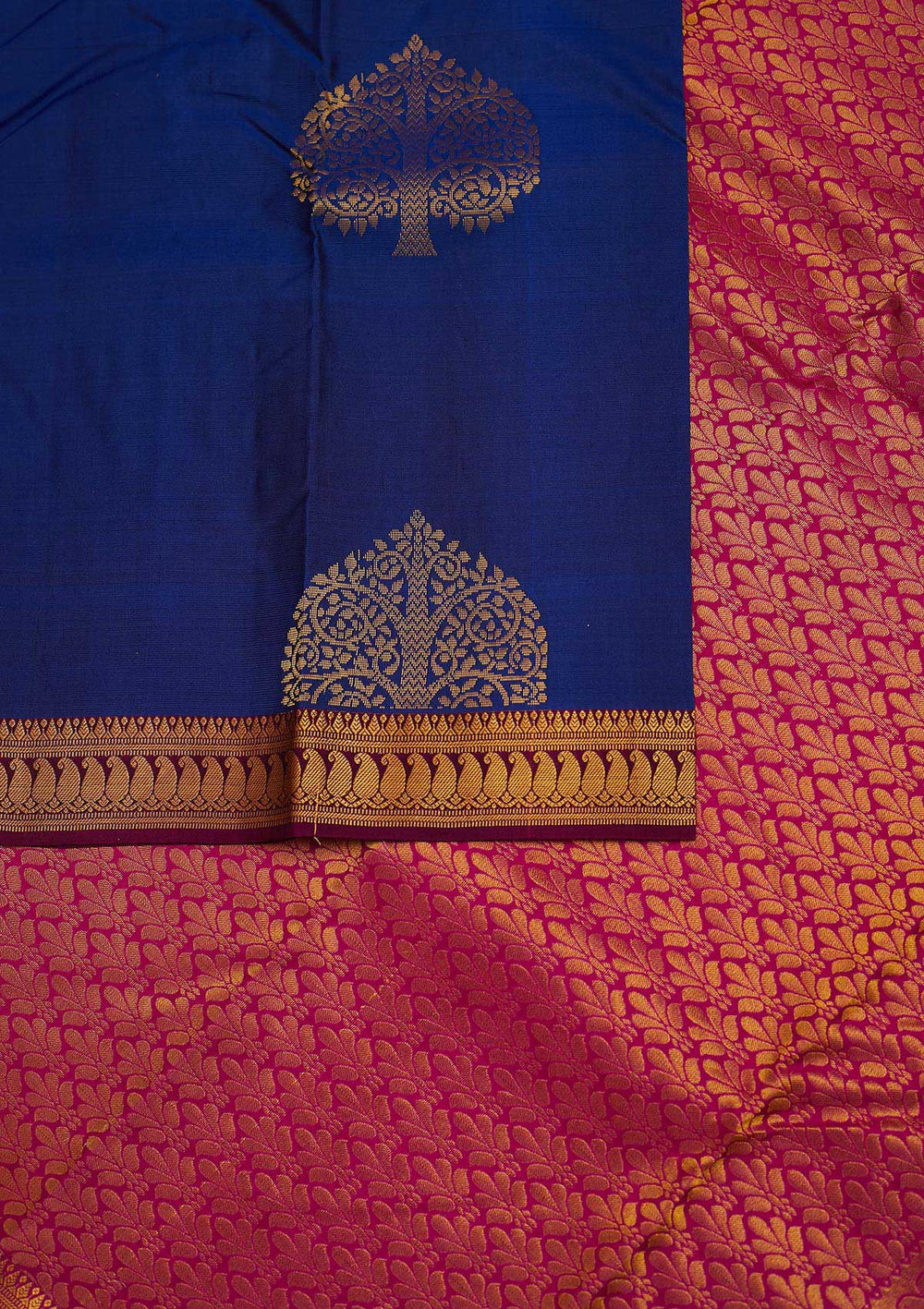 Navy Blue Zariwork Pure Silk Designer Saree - Koskii