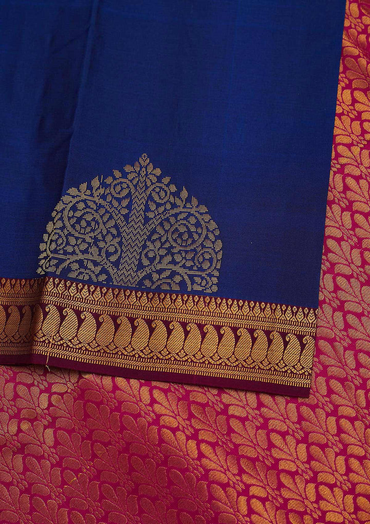 Navy Blue Zariwork Pure Silk Designer Saree - Koskii