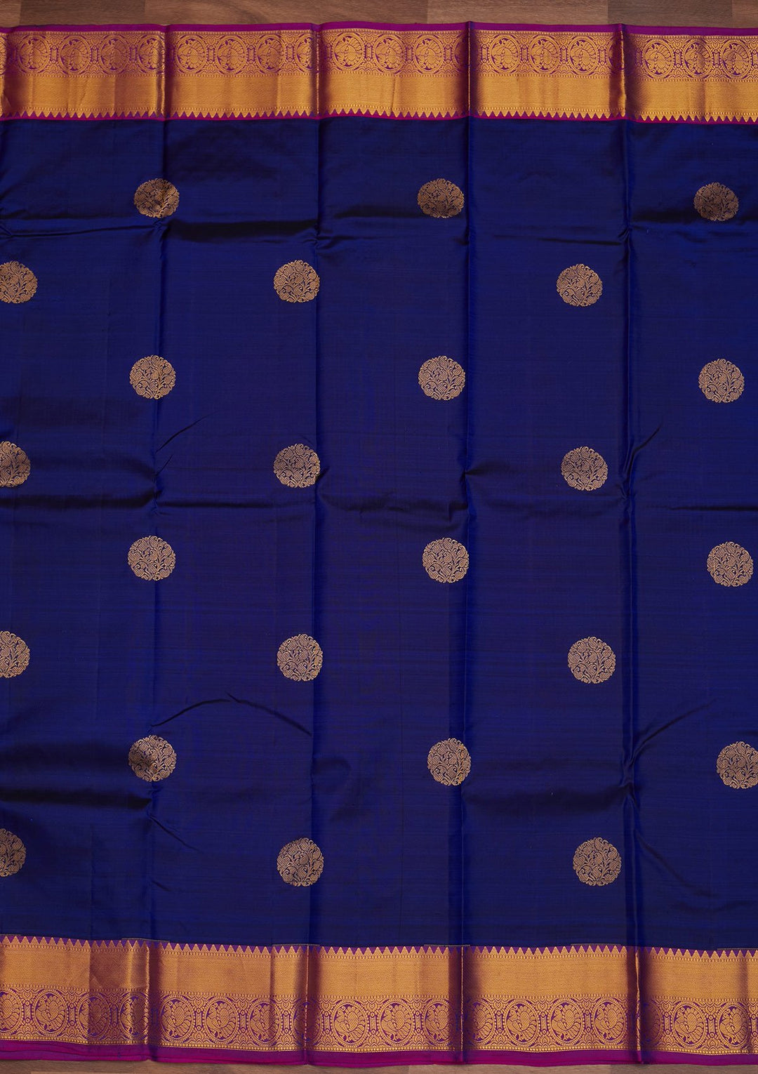Navy Blue Zariwork Pure Silk Designer Saree - Koskii