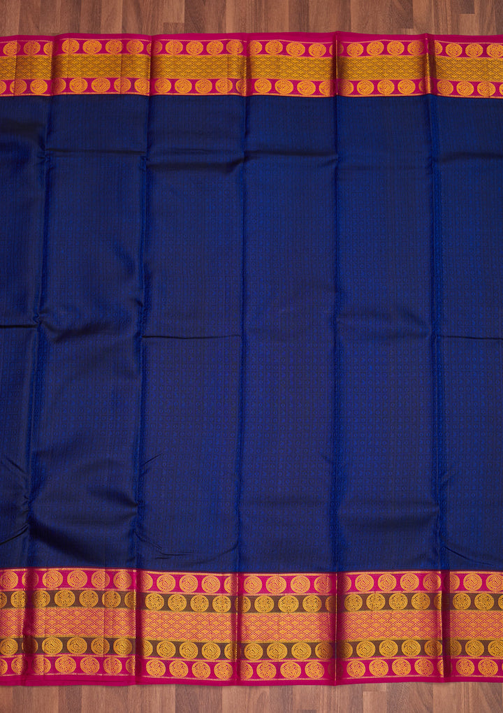 Navy Blue Zariwork Pure Silk Saree - Koskii