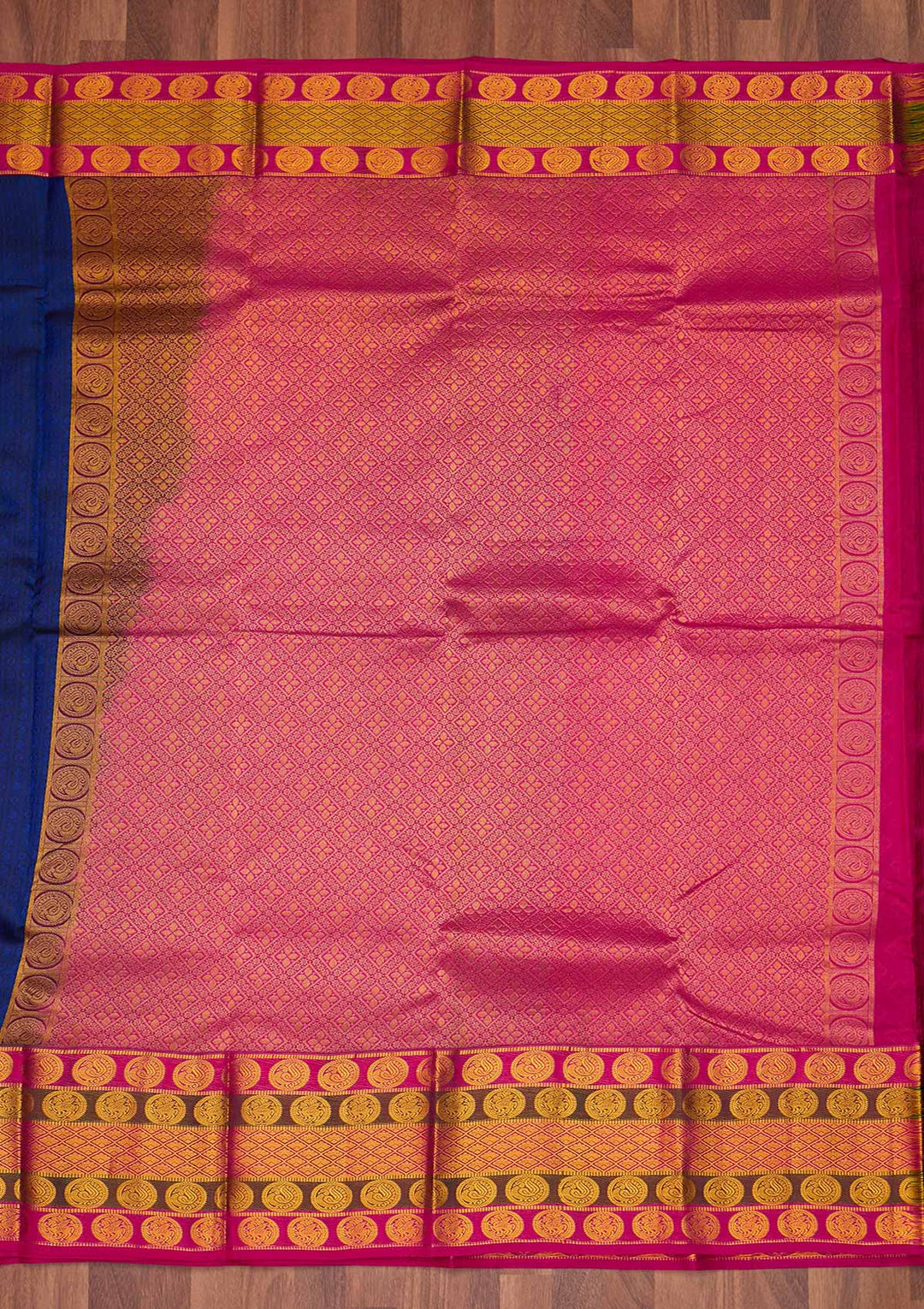 Navy Blue Zariwork Pure Silk Saree - Koskii