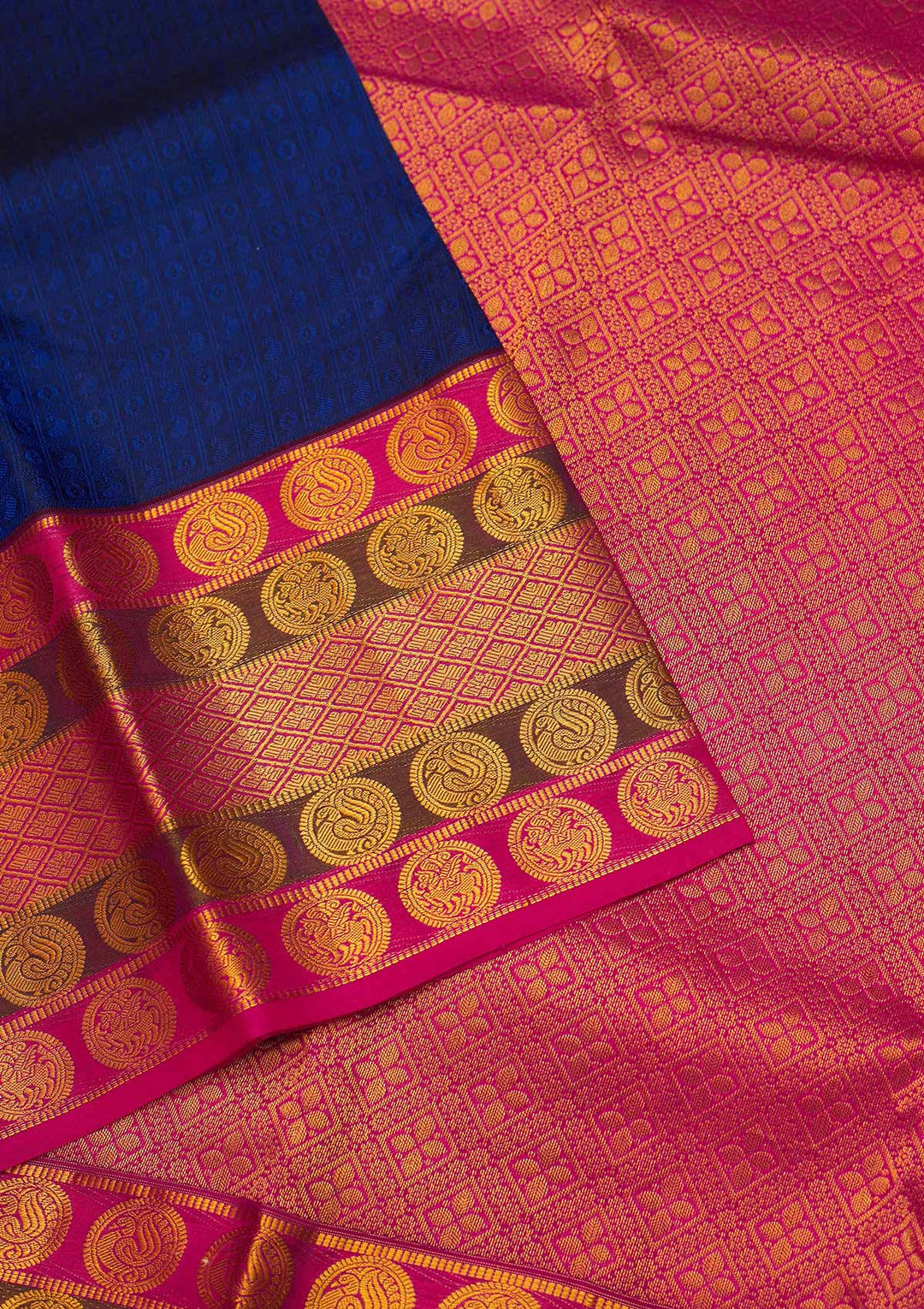 Navy Blue Zariwork Pure Silk Saree - Koskii