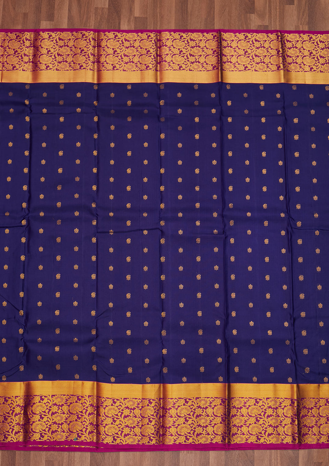 Navy Blue Zariwork Pure Silk Saree - Koskii