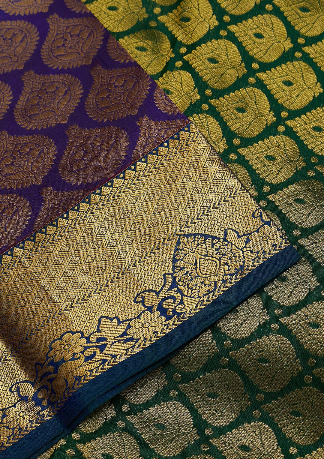 Navy Blue Zariwork Pure Silk Saree-Koskii