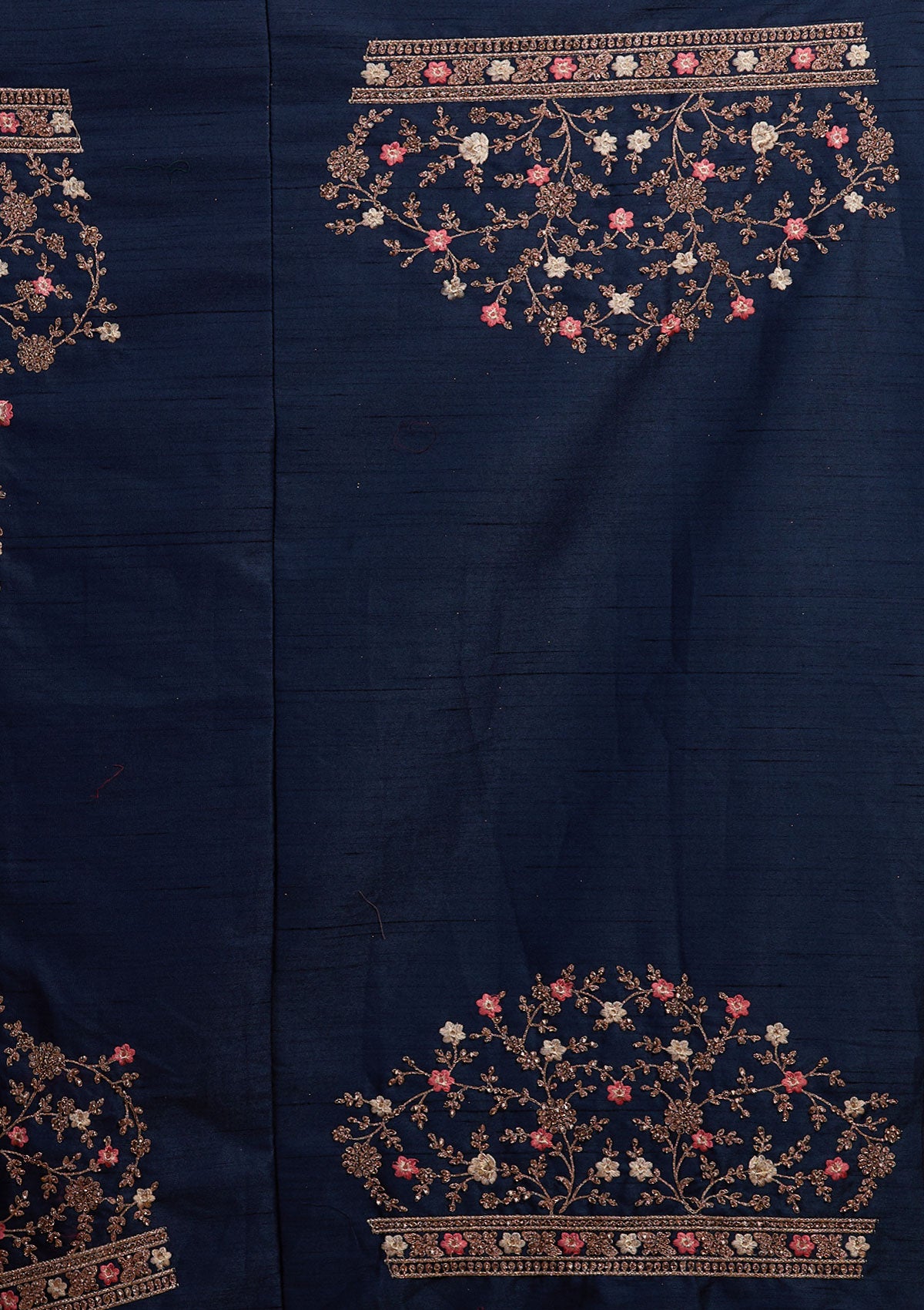 Navy Blue Zariwork Raw Silk Designer Lehenga-Koskii