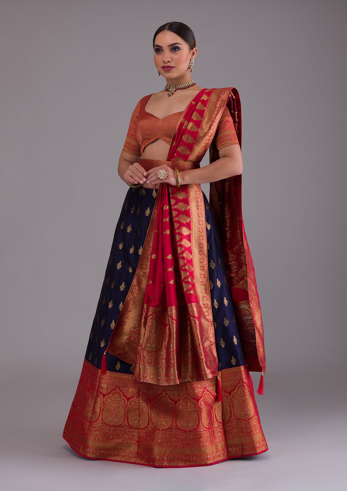 Red Banarasi Organza Silk Lehenga – myRiti