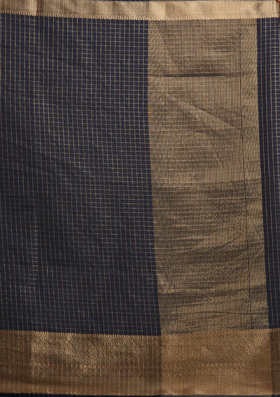 Navy Blue Zariwork Tissue Designer Saree - koskii