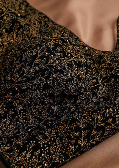 Wine Zariwork Velvet Designer Blouse - koskii