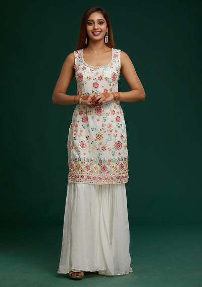 Off White Gotapatti Georgette Designer Salwar Suit - Koskii