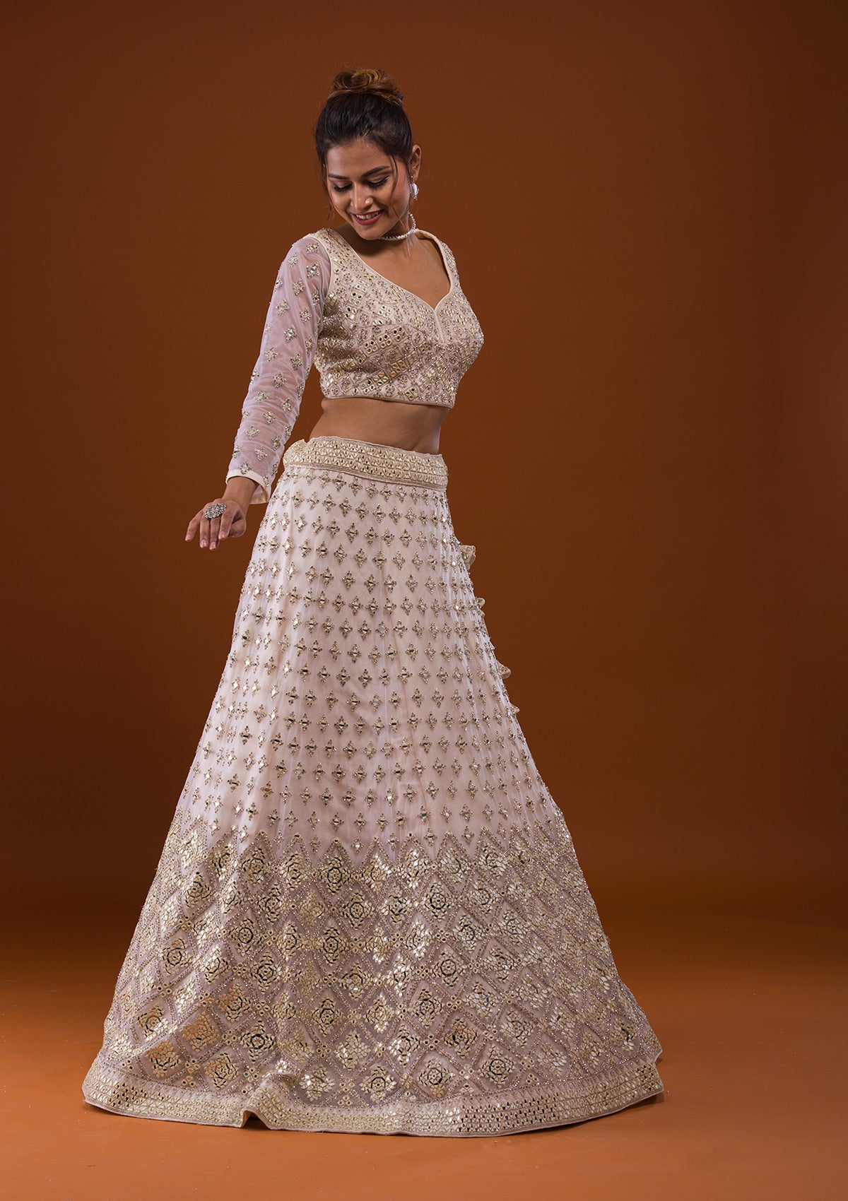 Lilac Georgette Mirror Work Lehenga Set - Rent – Glamourental