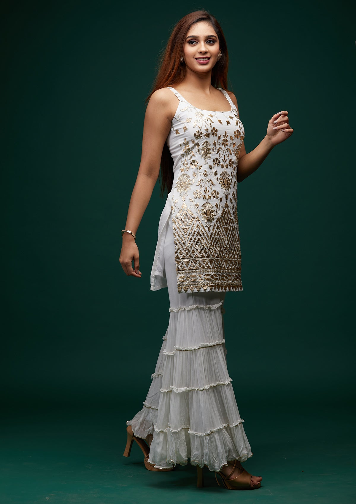 Buy Off White Zariwork Georgette Designer Salwar Suit - Koskii