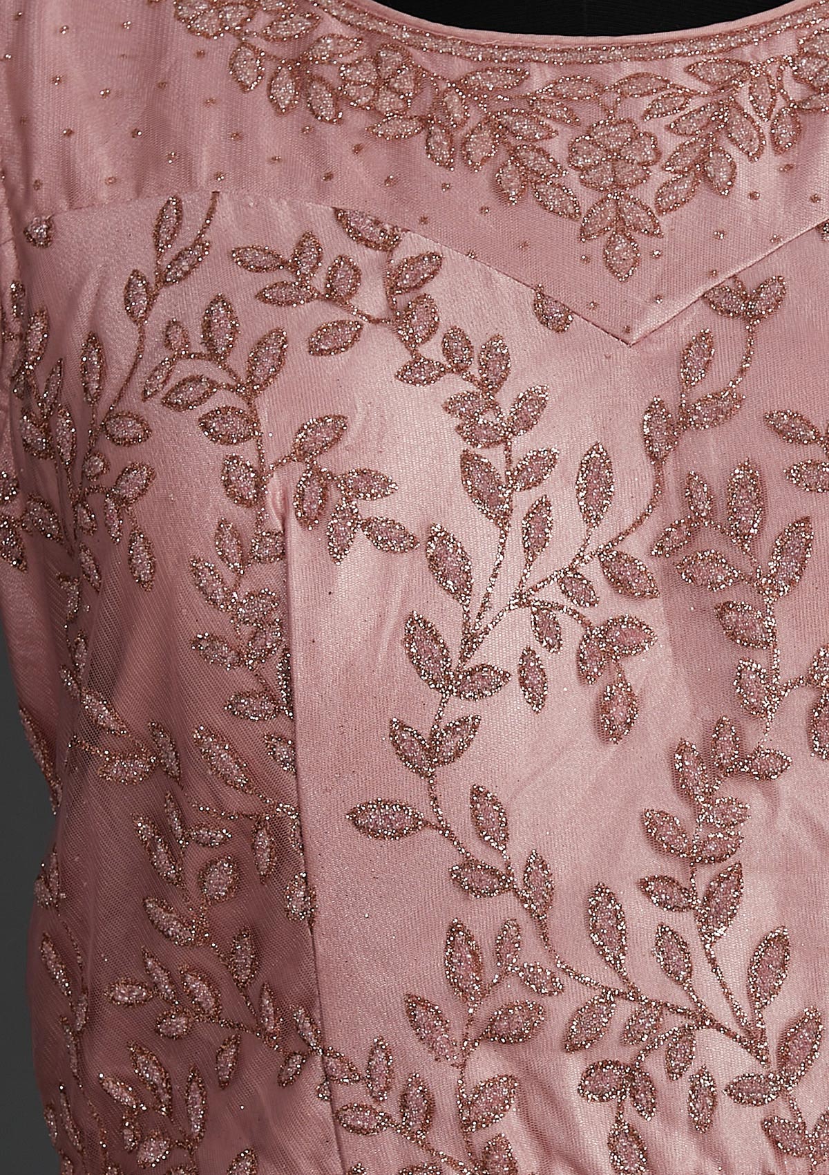Onion Pink Glitter Net Designer Gown - Koskii