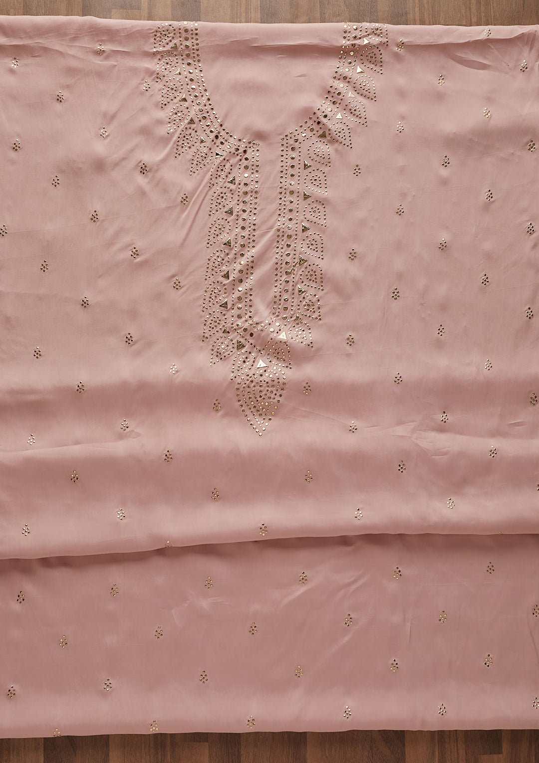 Onion Pink Gotapatti Semi Crepe Designer Unstitched Salwar Suit - Koskii