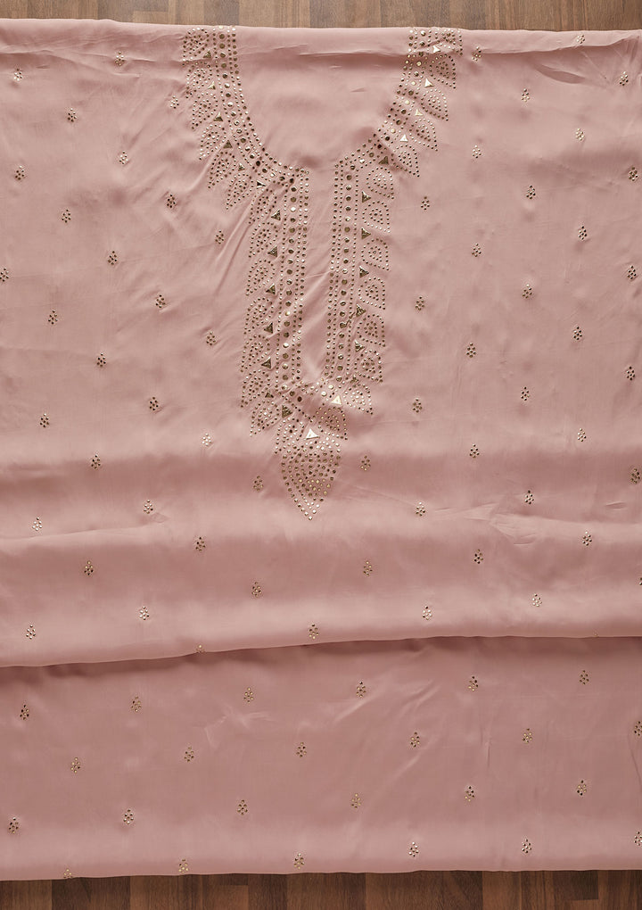 Onion Pink Gotapatti Semi Crepe Designer Unstitched Salwar Suit - Koskii