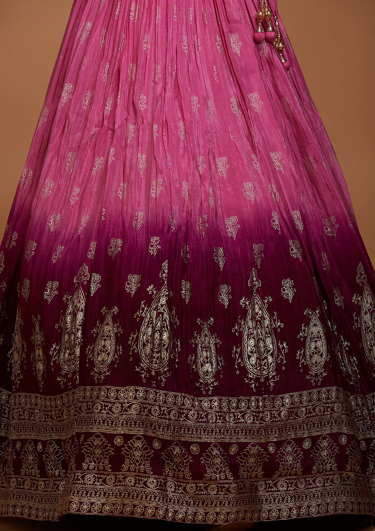 Onion Pink Sequins Raw Silk Salwar Suit-Koskii