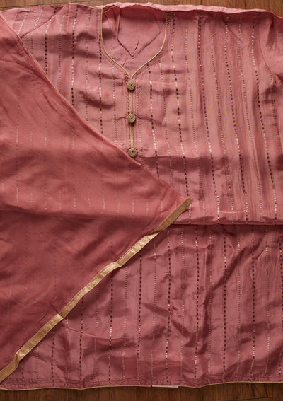 Onion Pink Sequins Semi Crepe Designer Semi-Stitched Salwar Suit - koskii