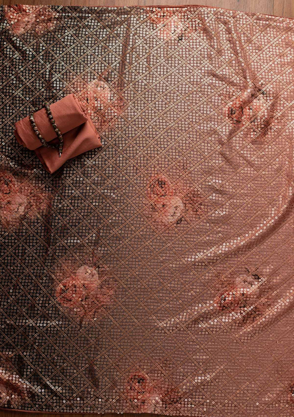 Onion Pink Sequins Semi Crepe Designer Semi-Stitched Salwar Suit - koskii